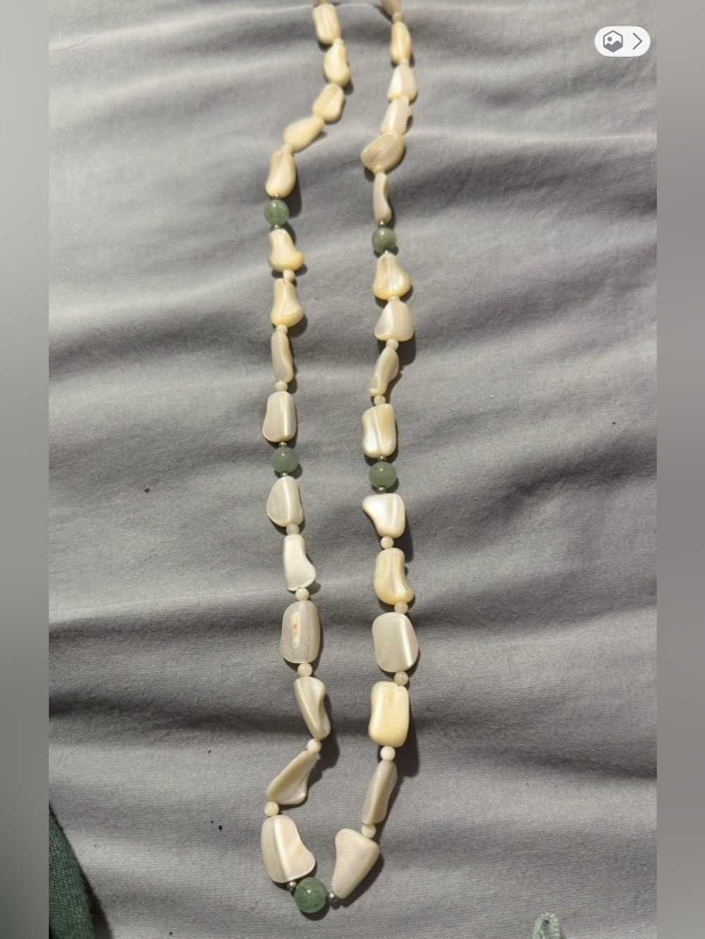 Cream and Green Beaded Shell Necklace - Women Jewelry